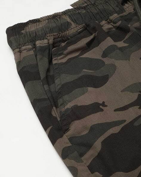 Olive Camo Print Cargo Pants